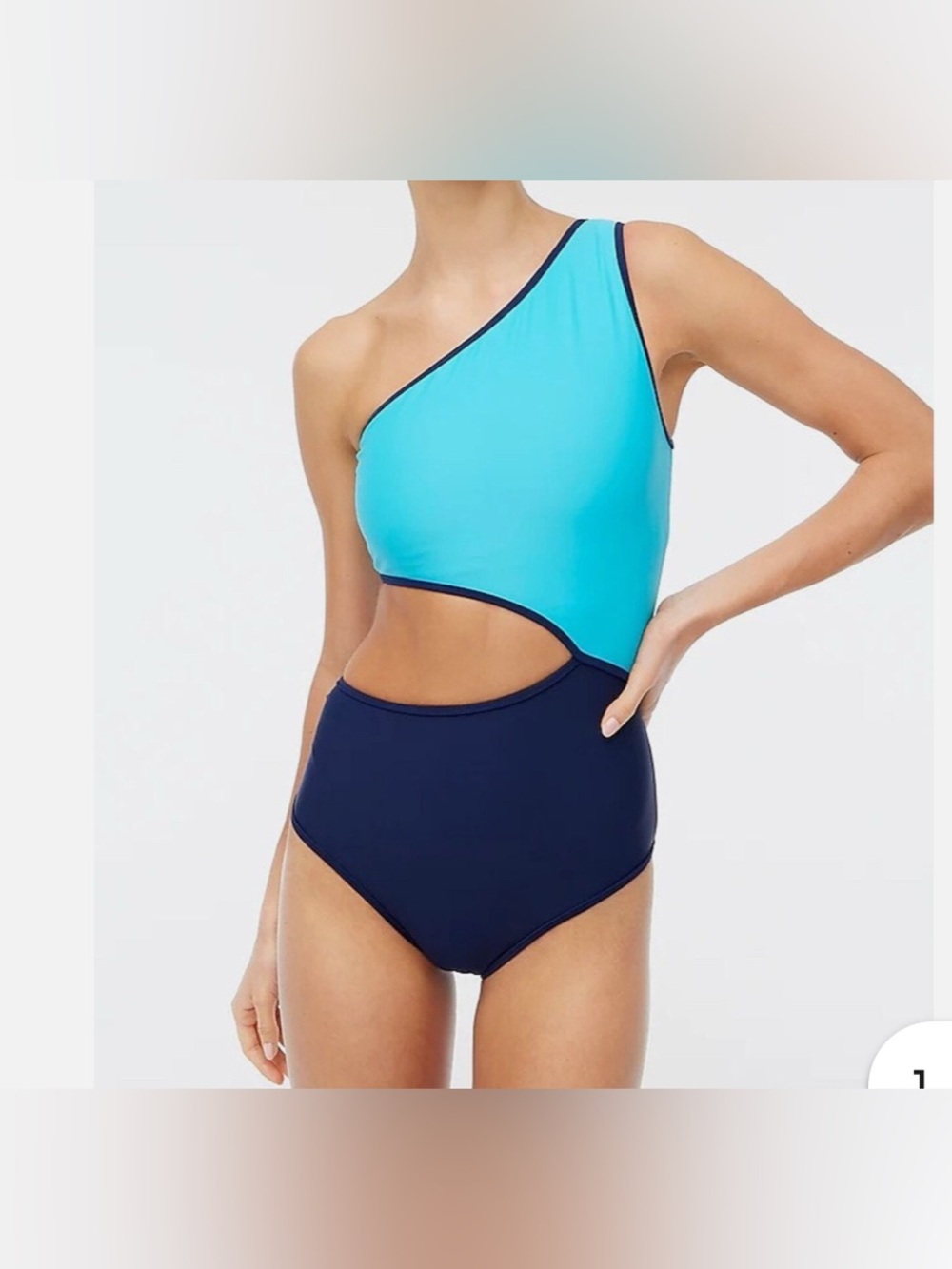 NEW J. Crew Womans Swimsuit Size XS Cutout One Shoulder One Piece Stretch Blue